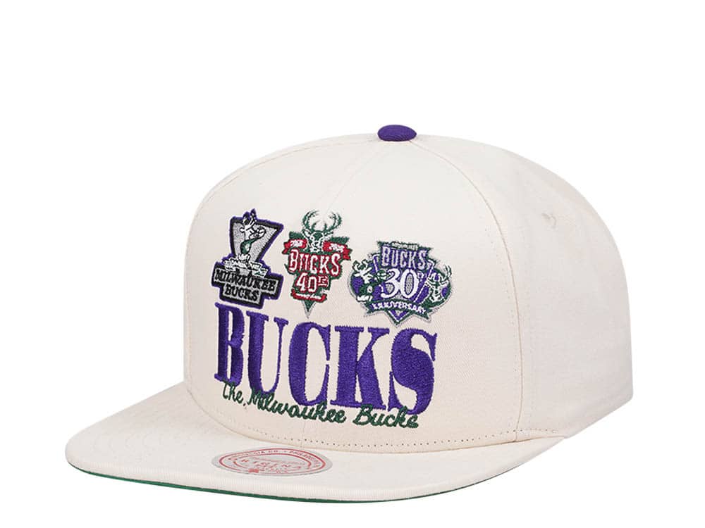 Mitchell & Ness Milwaukee Bucks Reframe Retro Off White Snapback Casquette