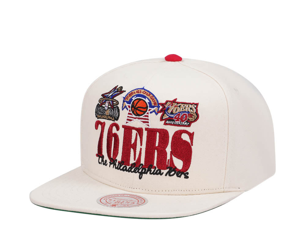 Mitchell & Ness Philadelphia 76ers Reframe Retro Off White Snapback Casquette