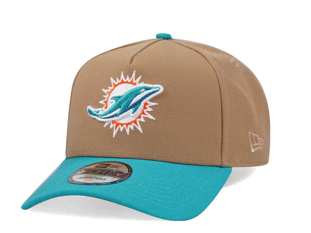 New Era Miami Dolphins Khaki Two Tone Edition 9Forty A Frame Snapback Casquette