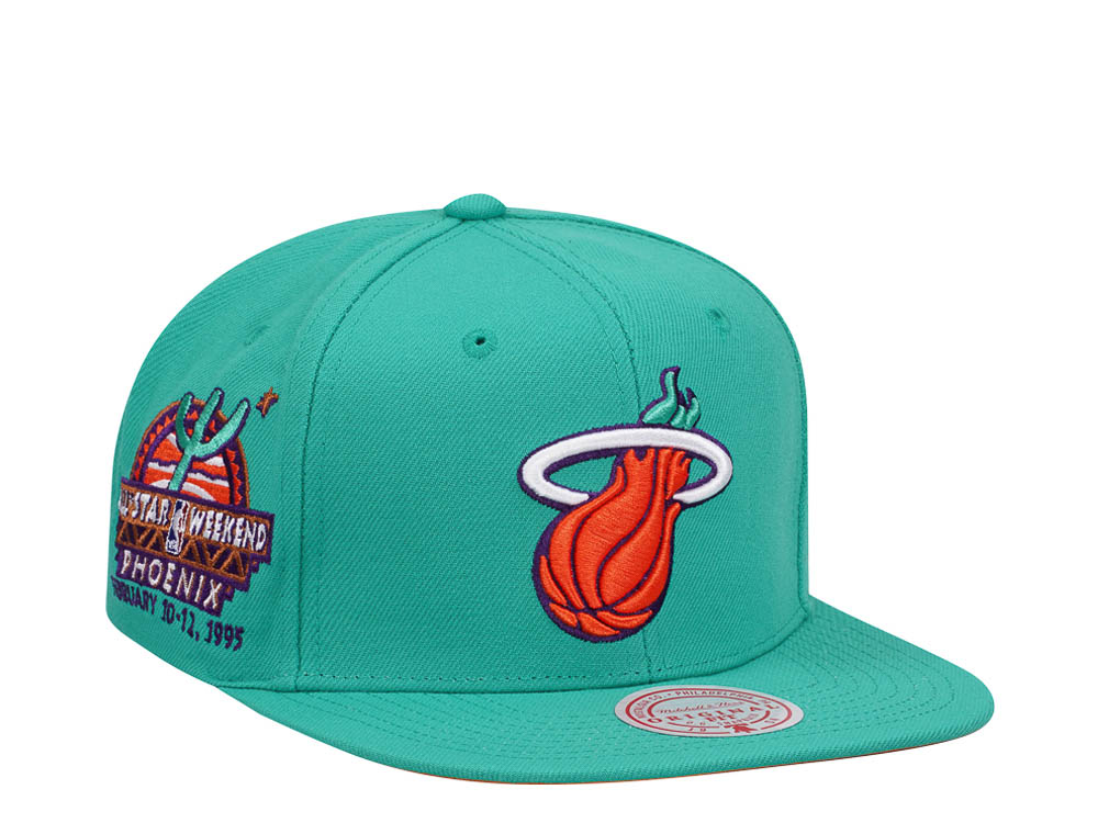 Mitchell & Ness Miami Heat Desert Green Hardwood Classic All Star Weekend Snapback Casquette