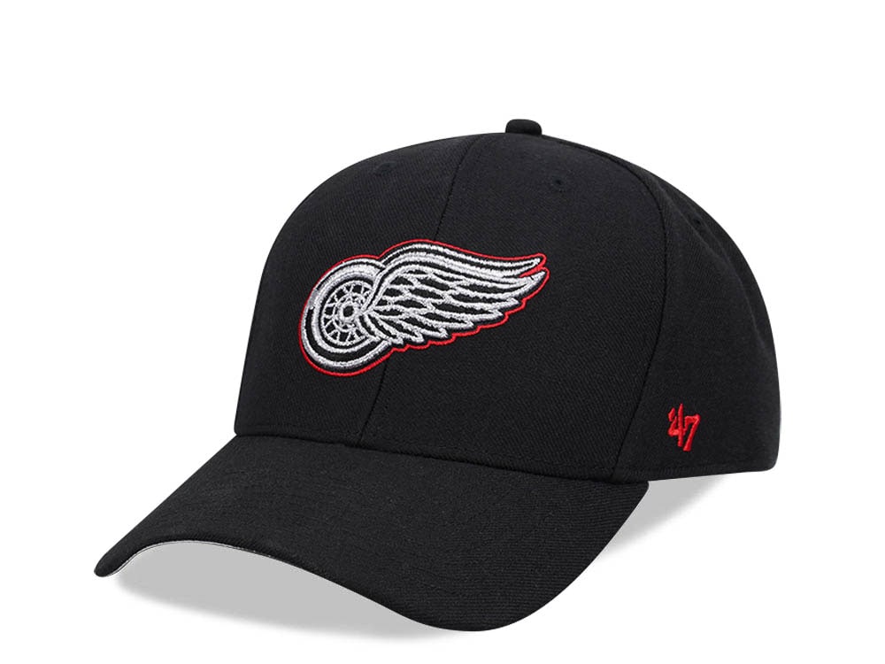 47Brand Detoit Red Wings Black Metallic MVP Snapback Casquette