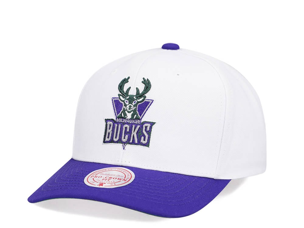 Mitchell & Ness Milwaukee Bucks Team Two Tone 2.0 Pro White Snapback Casquette