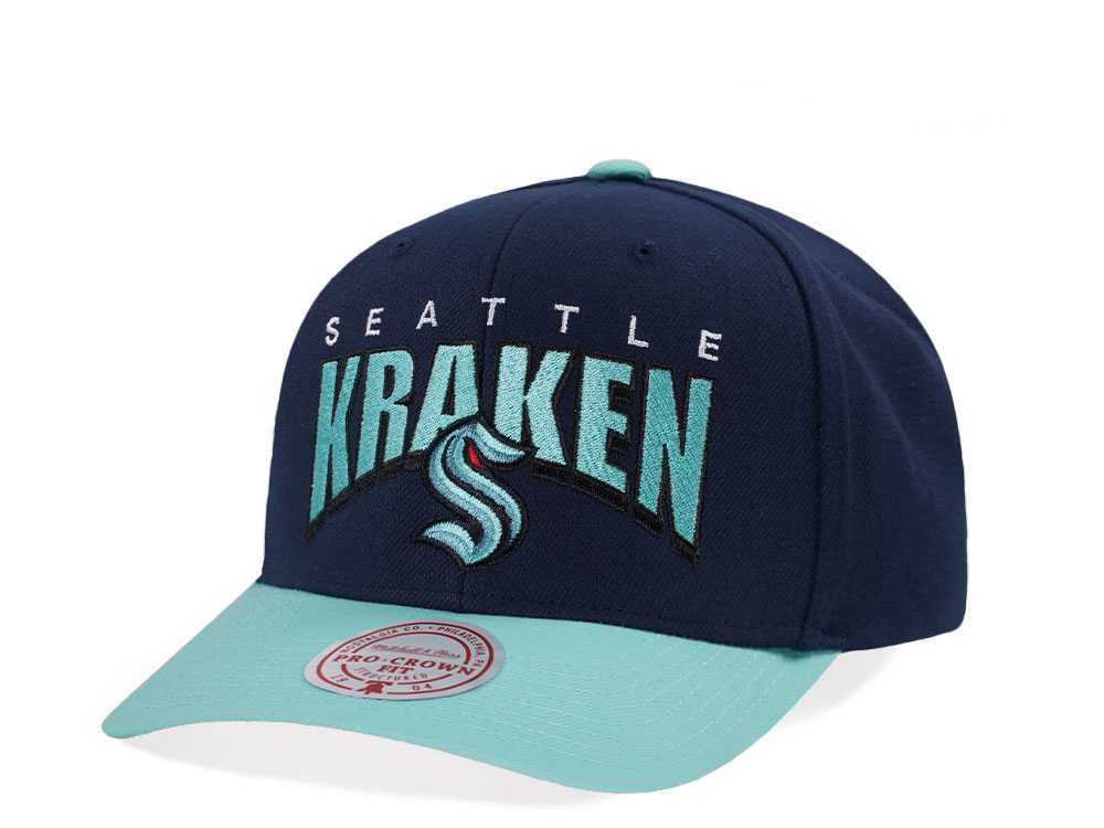 Mitchell & Ness Seattle Kraken Pro Crown Fit Navy Snapback Casquette