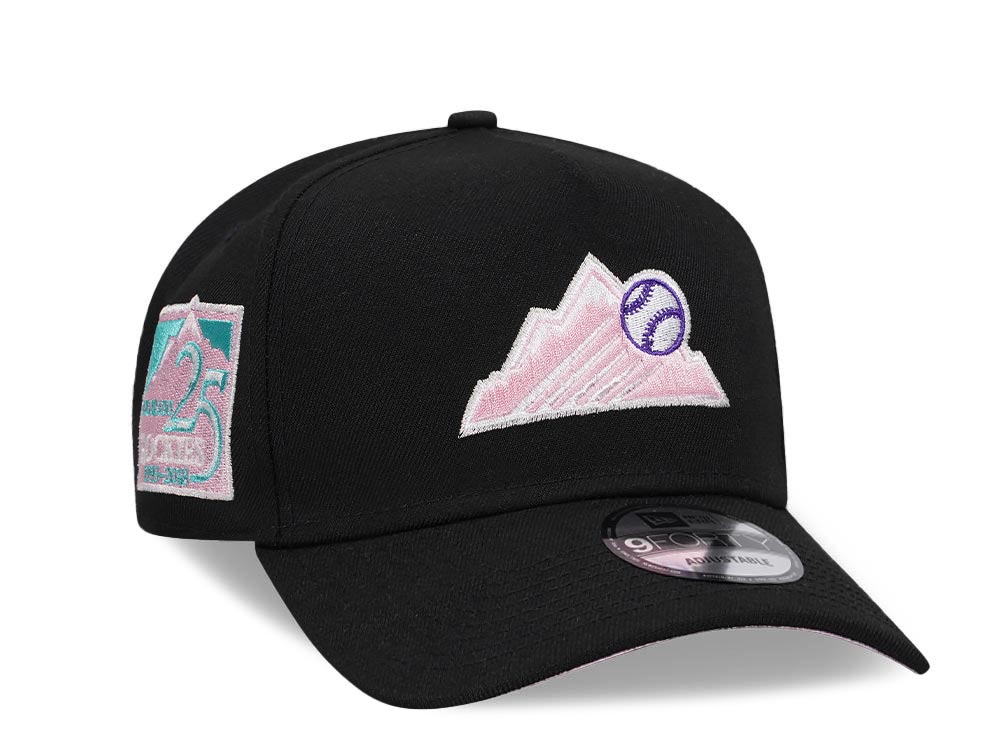 New Era Colorado Rockies 25th Anniversary Black Pink A Frame 9 Forty Snapback Casquette