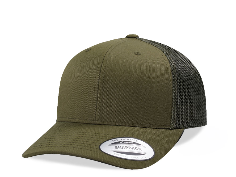 Yupoong Basic Olive Retro Trucker Snapback  Casquette