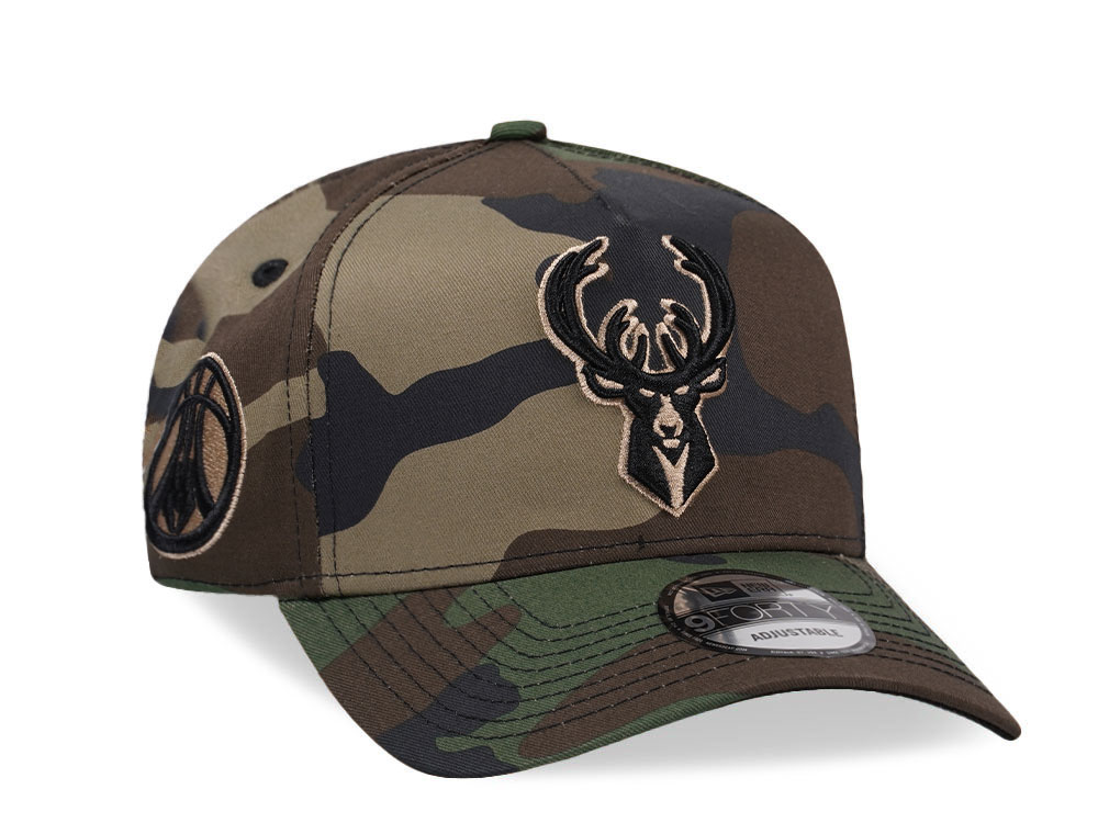 New Era Milwaukee Bucks Camo Gold Edition 9Forty A Frame Snapback Casquette