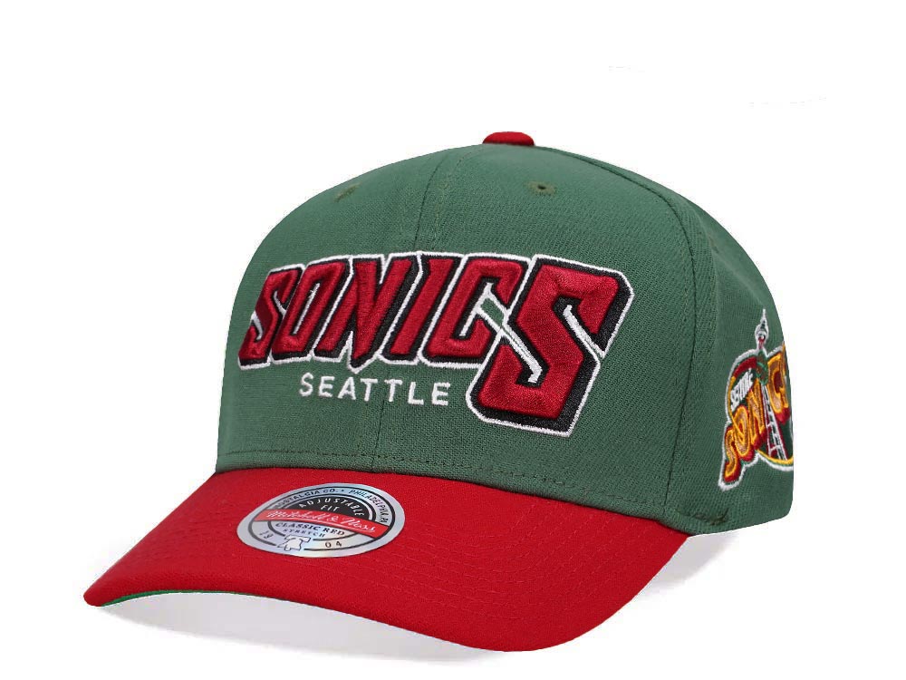 Mitchell & Ness Seattle Supersonics Shredder Stretch Hardwood Classic Red Flex Snapback Casquette