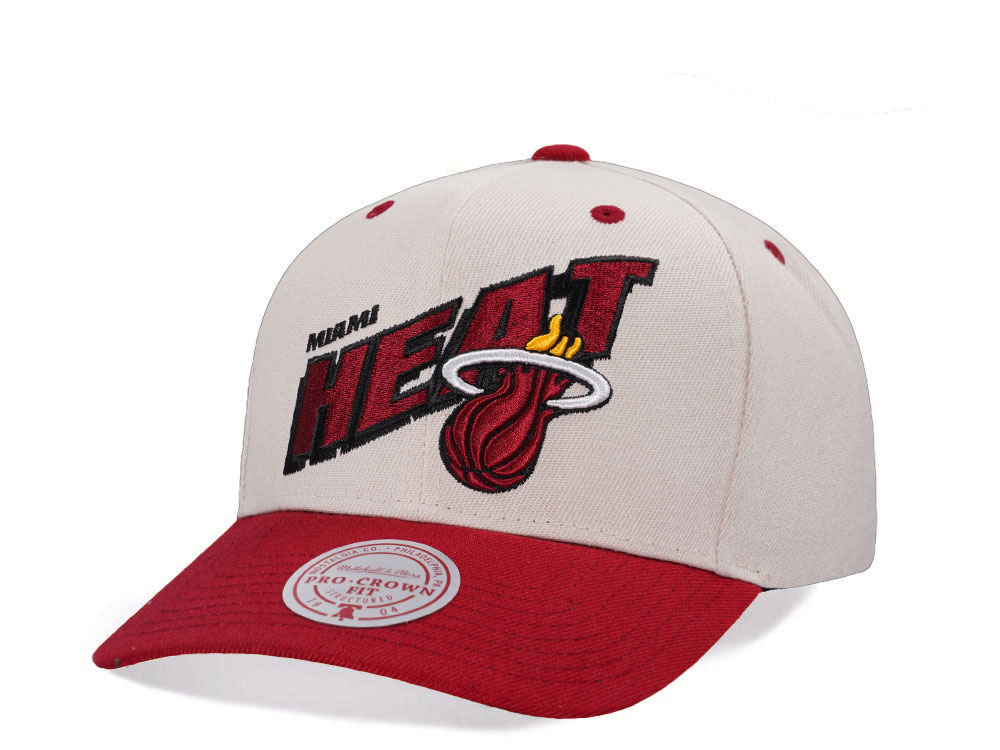 Mitchell & Ness Miami Heat Chrome Two Tone Pro Crown Fit Snapback Casquette