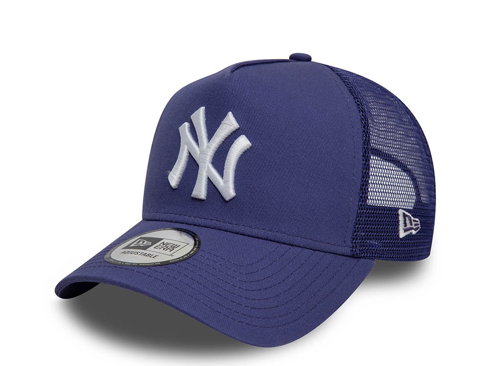 New Era New York Yankees League Essential Purple 9Forty A Frame Trucker Snapback Casquette