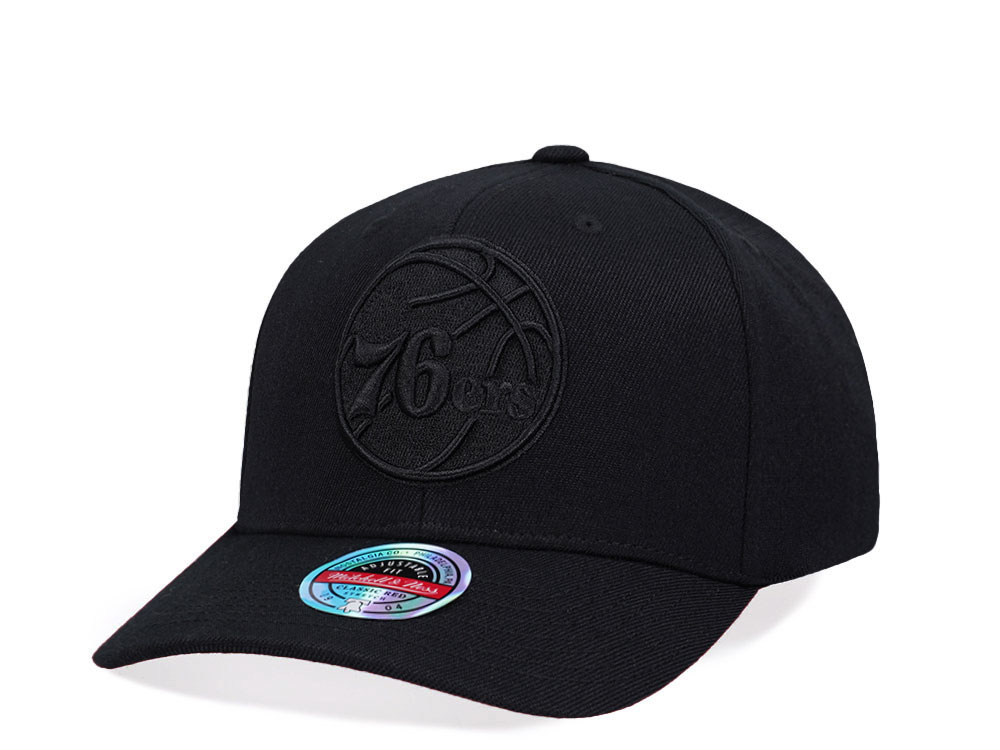 Mitchell & Ness Philadelphia 76ers Black On Black Logo Classic Red Snapback Casquette