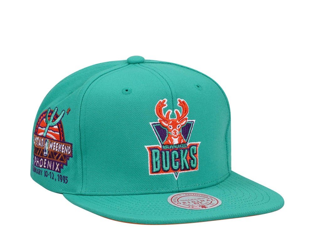 Mitchell & Ness Milwaukee Bucks Desert Green Hardwood Classic All Star Weekend Snapback Casquette