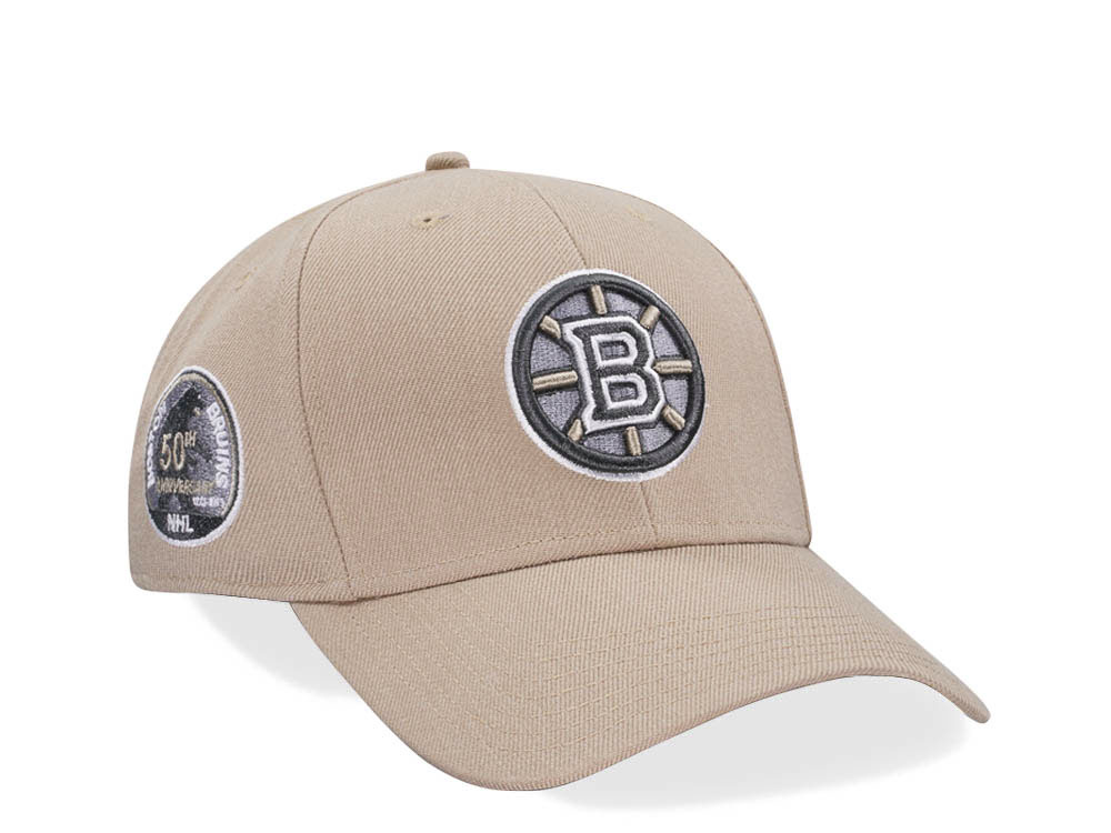 47Brand Boston Bruins 50th Anniversary Vintage Khaki Sure Shot MVP Snapback Casquette