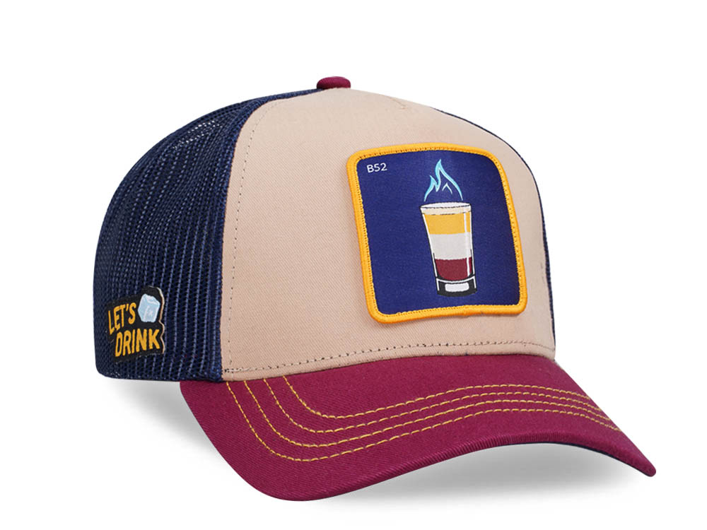 Capslab Cocktails B52 Navy Beige Burgundy Trucker Snapback Casquette