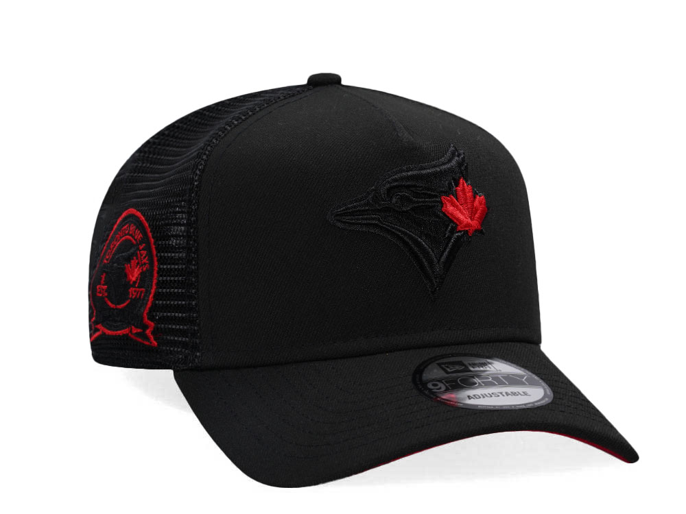 New Era Toronto Blue Jays Black Red 40th Anniversary Trucker A Frame Snapback Casquette