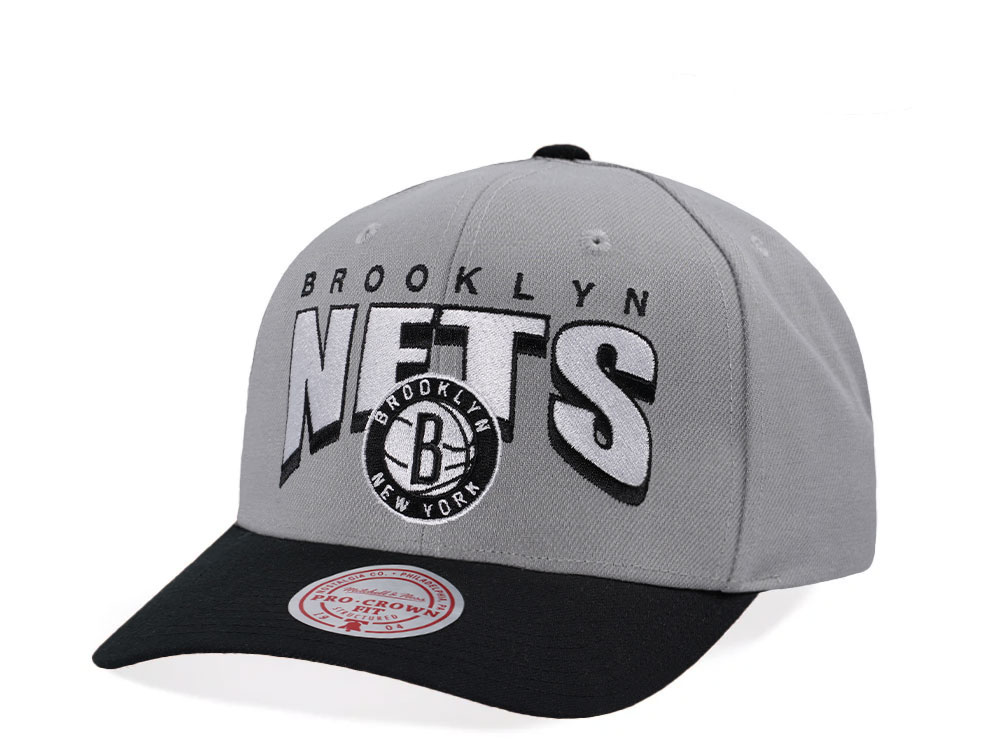 Mitchell & Ness Brooklyn Nets Pro Crown Fit Gray Snapback Casquette