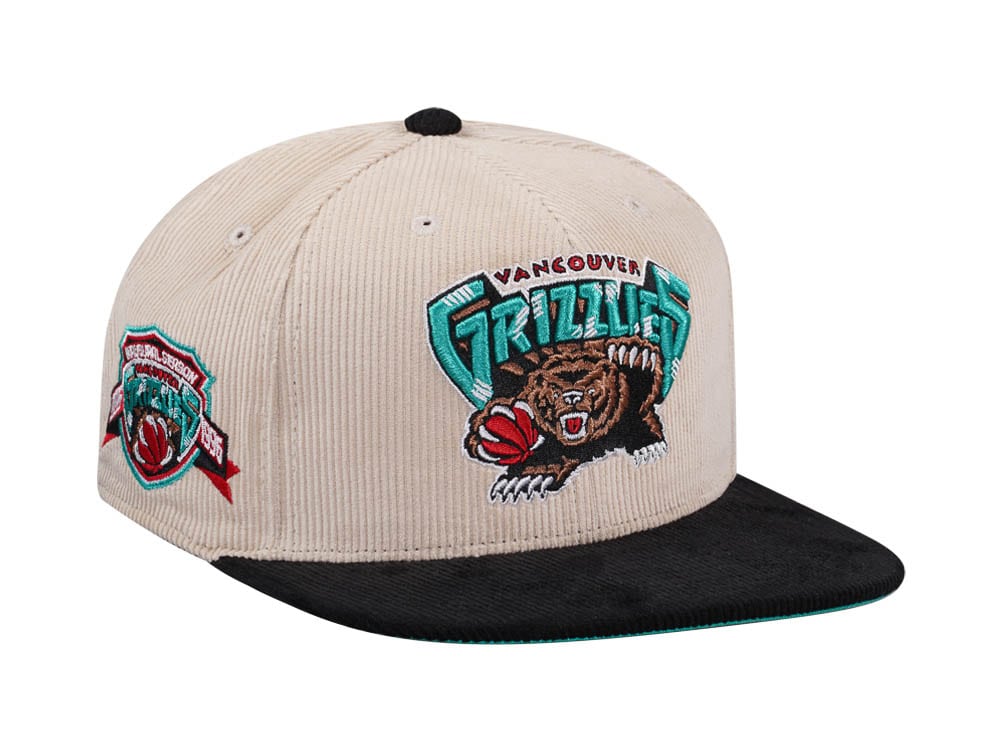 Mitchell & Ness Vancouver Grizzlies Inaugural Season 96 Two Tone Hardwood Classic Cord Edition Dynasty Fitted Casquette