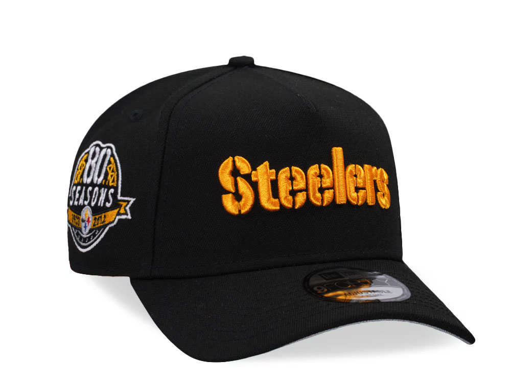 New Era Pittsburgh Steelers 80 Seasons Black 9Forty A Frame Snapback Casquette