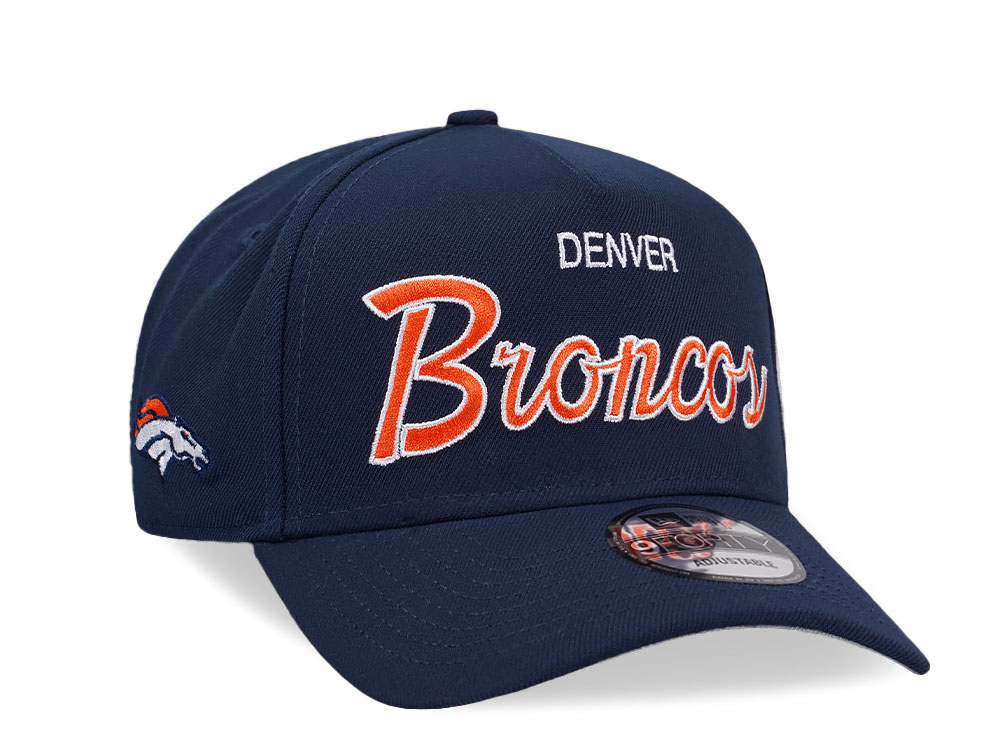 New Era Denver Broncos Script Dark Blue Edition 9Forty A Frame Snapback Casquette