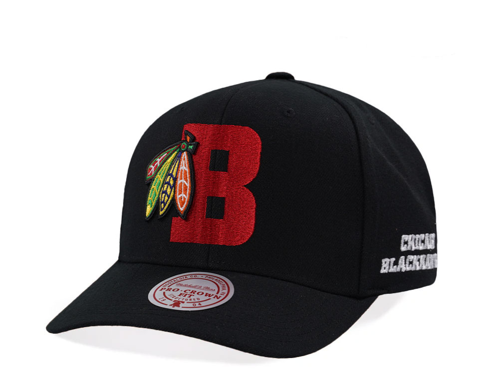 Mitchell & Ness Chicago Blackhawks Pro Crown Fit Vintage Black Snapback Casquette