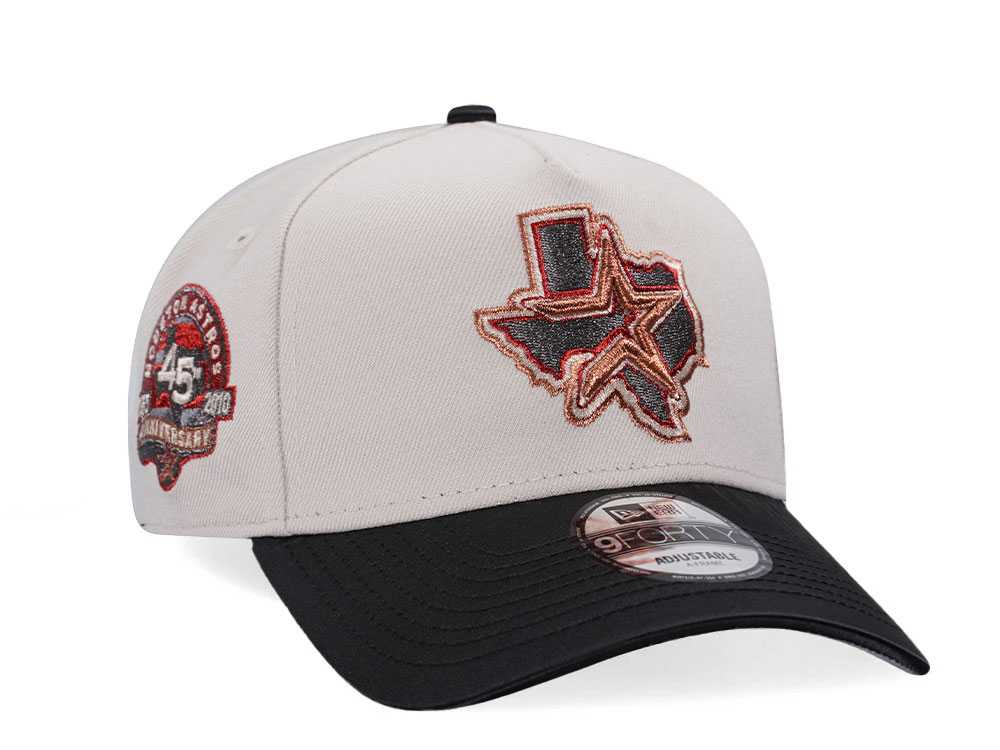 New Era Houston Astros 45th Anniversary Stone Two Tone A Frame 9Forty Snapback Casquette