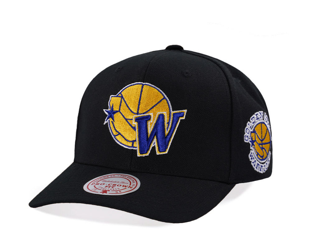 Mitchell & Ness Golden State Warriors Hardwood Classic Pro Crown Fit Black Snapback Casquette