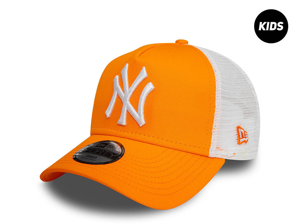 New Era New York Yankees League Essential Orange Kids 9Forty A Frame Trucker Snapback Casquette