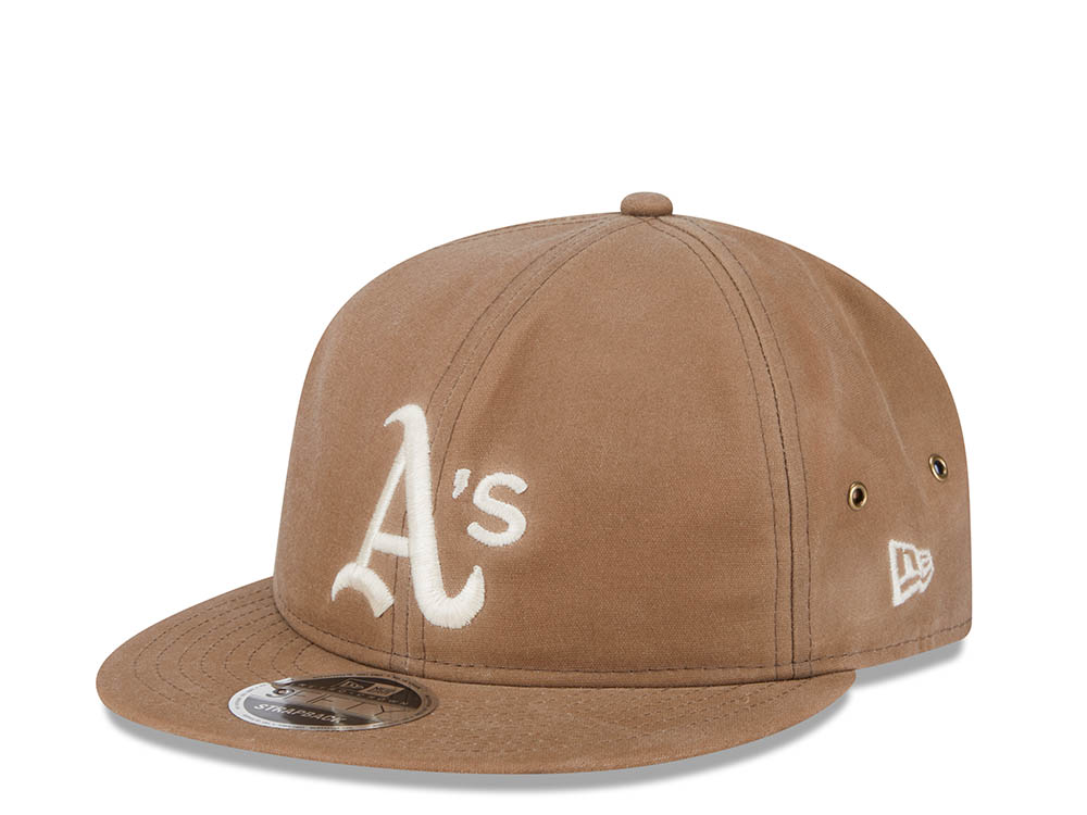 New Era Oakland Athletics Waxed Canvas Khaki 9Fifty Retro Crown Strapback Casquette