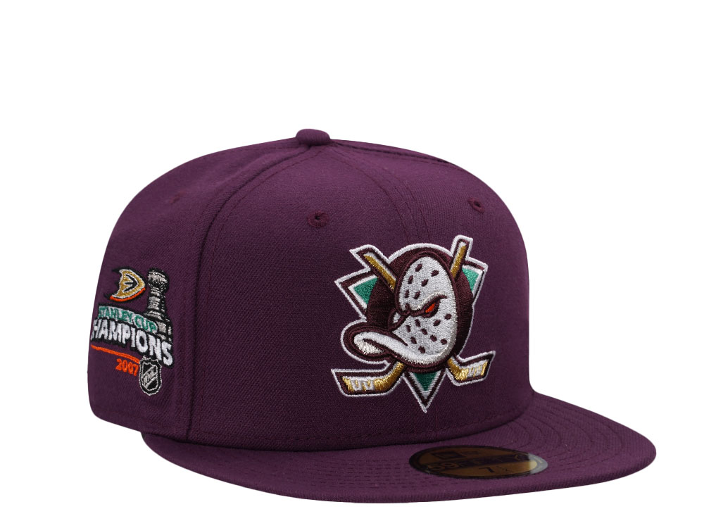 New Era Anaheim Ducks Stanley Cup Champs 2007 Plum Prime Edition 59Fifty Fitted Casquette