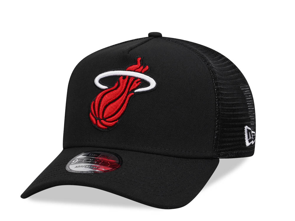 New Era Miami Heat Black 9Forty A Frame Trucker Snapback Casquette