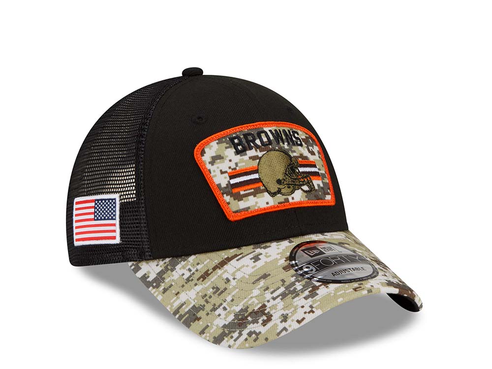 New Era Cleveland Browns Salute to Service 21 9Forty Trucker Snapback Casquette