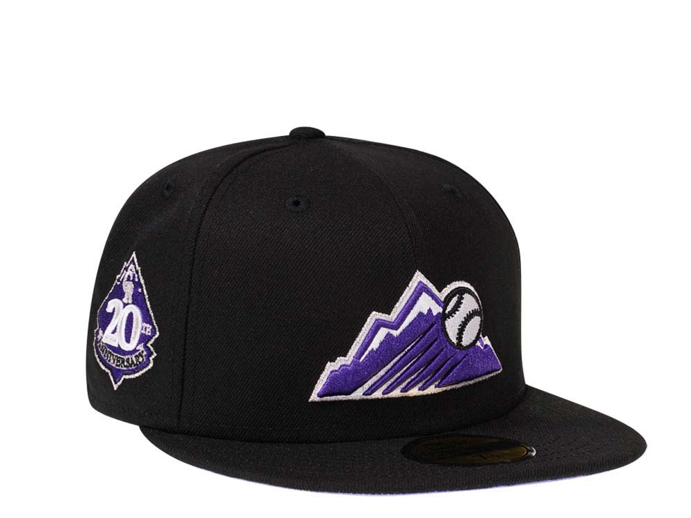 New Era Colorado Rockies 20th Anniversary Black Lavender Edition 59Fifty Fitted Casquette