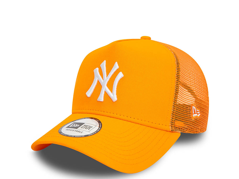 New Era New York Yankees League Essential Orange A Frame Trucker Snapback Casquette