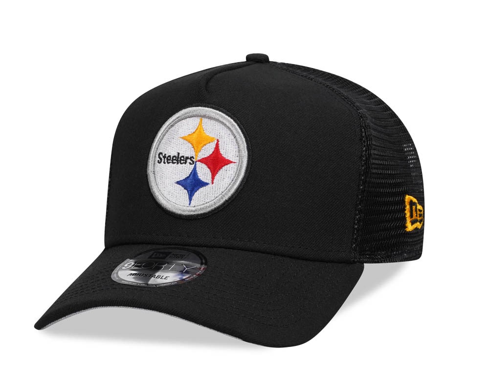 New Era Pittsburgh Steelers Black 9Forty A Frame Trucker Snapback Casquette