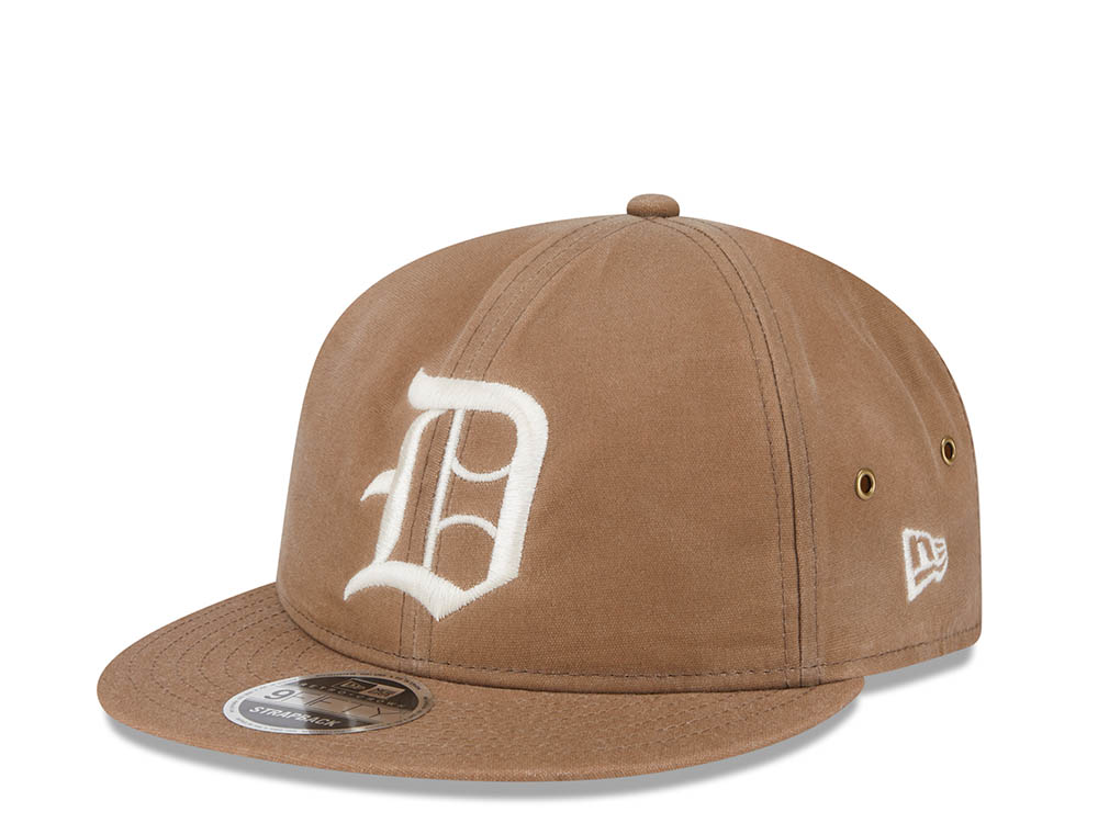 New Era Detroit Tigers Waxed Canvas Khaki 9Fifty Retro Crown Strapback Casquette