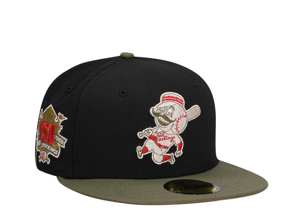 New Era Cincinnati Reds 150th Anniversary Black Olive Two Tone Edition 59Fifty Fitted Casquette