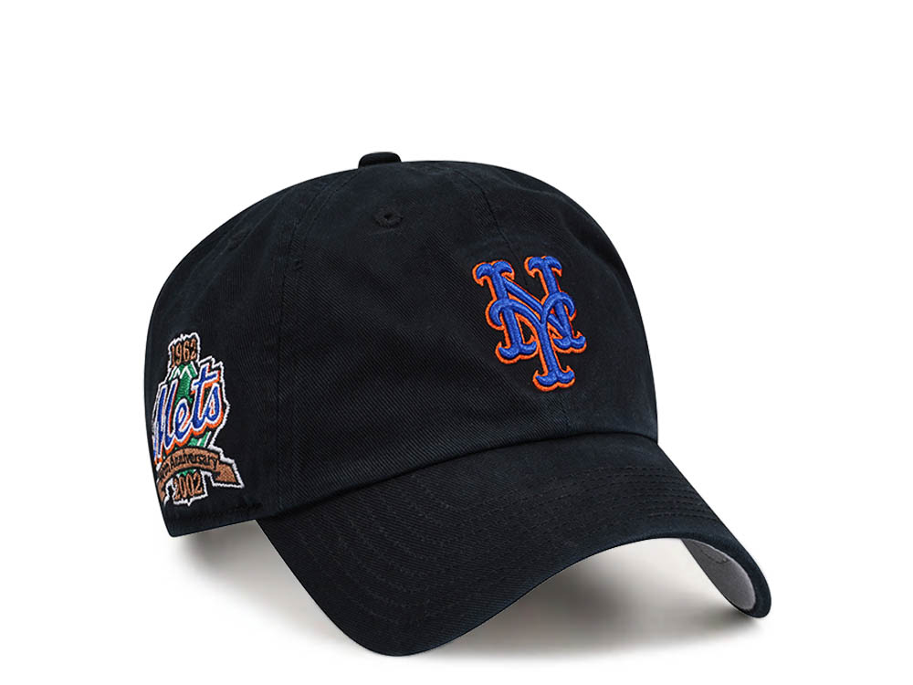 47Brand New York Mets 10th Anniversary Black Clean Up Strapback Casquette