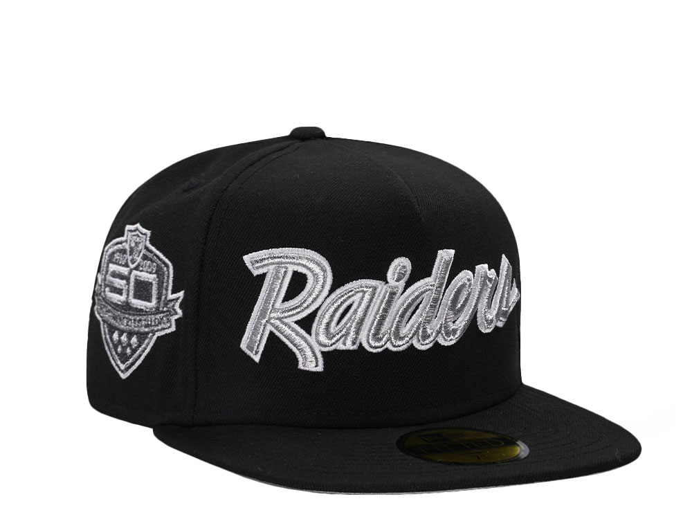 New Era Las Vegas Raiders 50th Anniversary Black Metallic Edition A Frame 59Fifty Fitted Casquette