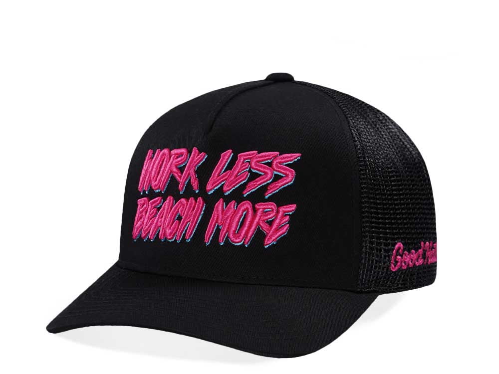 Good Hats Work Less Beach More Black Trucker Edition Snapback Casquette