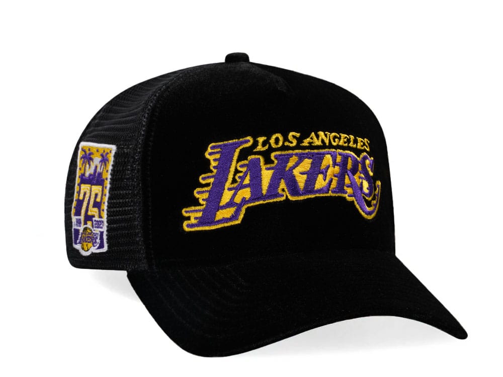 New Era Los Angeles Lakers 75th Anniversary Black Velvet 9Forty A Frame Trucker Snapback Casquette