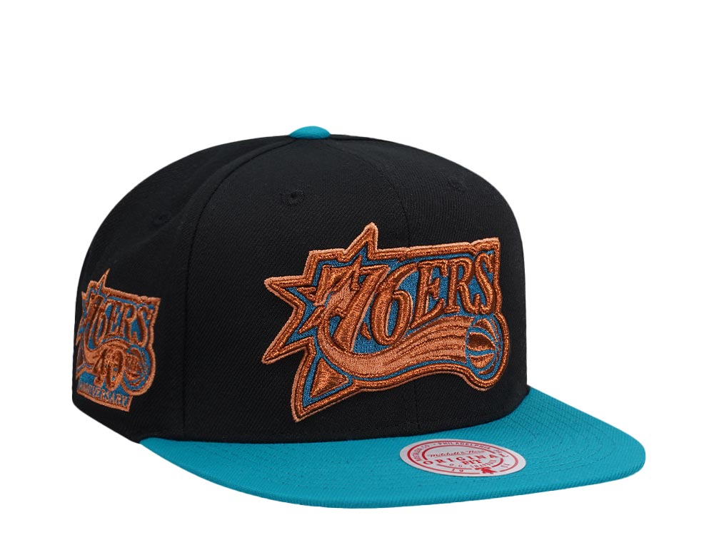 Mitchell & Ness Philadelphia 76ers 40th Anniversary Make Cents Black Two Tone Hardwood Classic Snapback Casquette