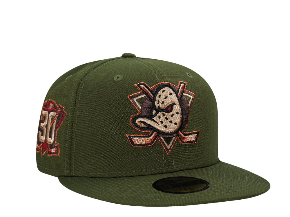 New Era Anaheim Ducks 30th Anniversary Horror Pack Rifle Green Edition 59Fifty Fitted Casquette