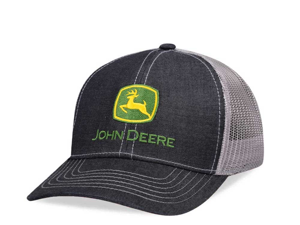 John Deere Twill & Mesh Logo Charcoal Trucker Snapback Casquette