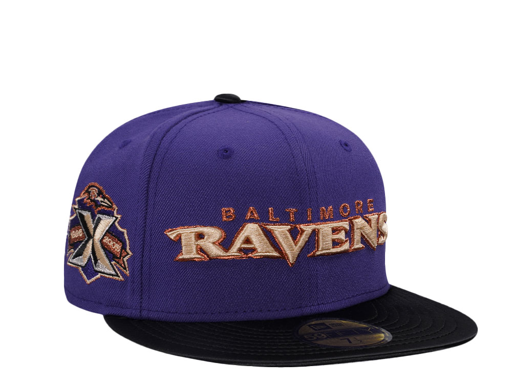 New Era Baltimore Ravens 10th Anniversary Satin Brim Prime Two Tone Edition 59Fifty Fitted Casquette