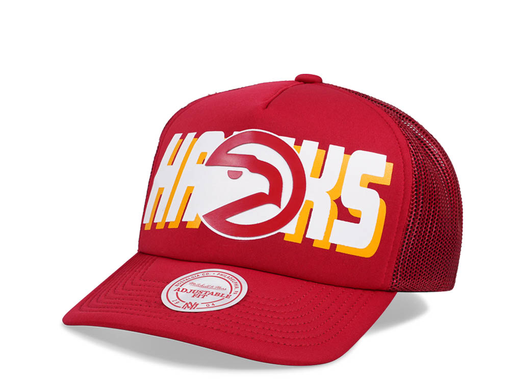 Mitchell & Ness Atlanta Hawks Red Billboard Trucker Snapback Casquette