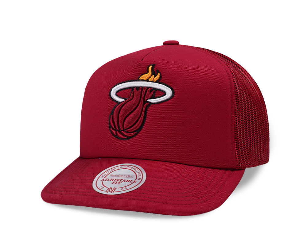 Mitchell & Ness Miami Heat Red Trucker Adjustable Fit Snapback Casquette