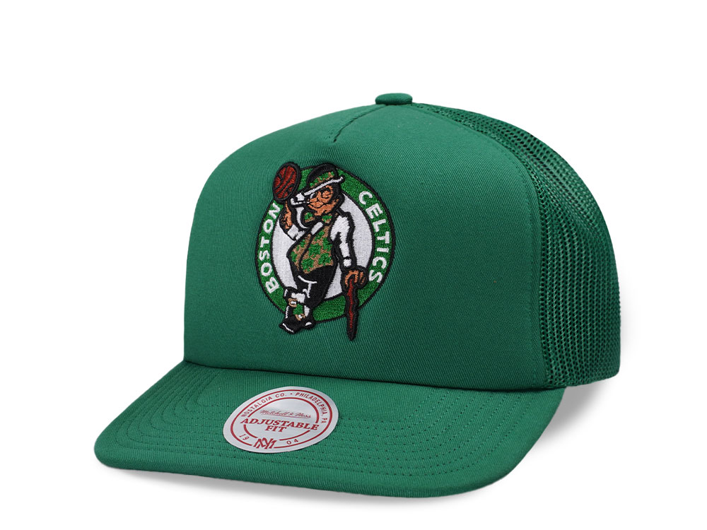 Mitchell & Ness Boston Celtics Green Trucker Adjustable Fit Snapback Casquette