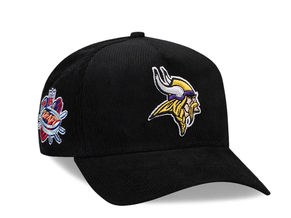 New Era Minnesota Vikings Draft 1996 Black Corduroy Edition 9Forty A Frame Snapback Casquette