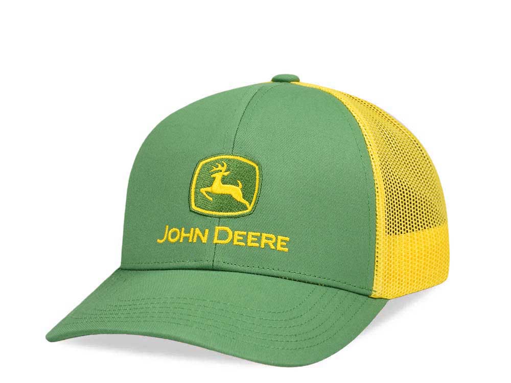 John Deere Logo Mesh Yellow Green Trucker Snapback Casquette