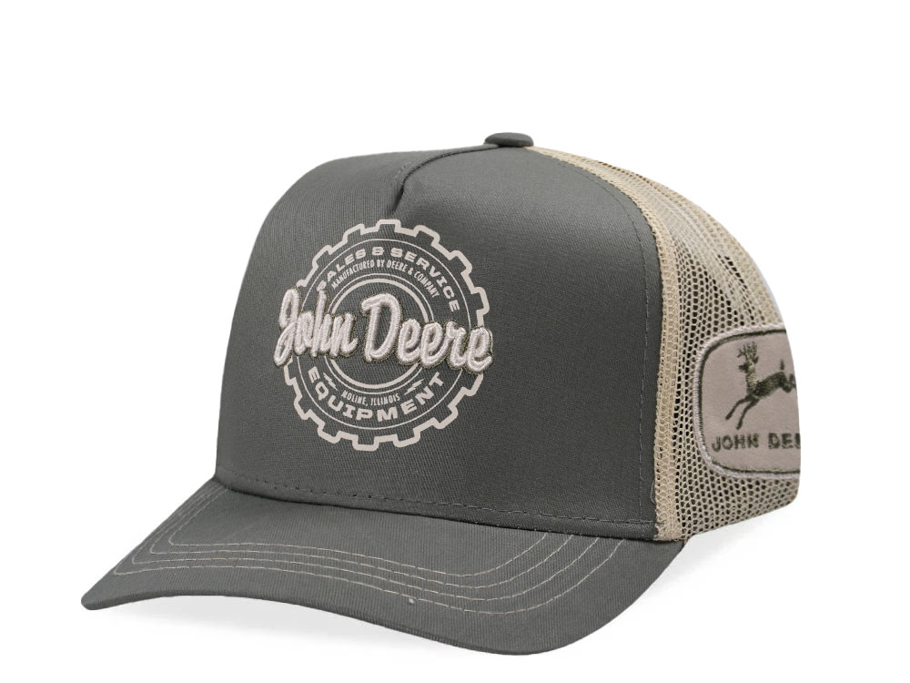 John Deere 5 Panel Vintage Olive Trucker Snapback Casquette