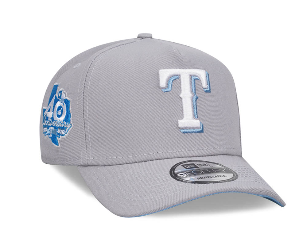 New Era Texas Rangers 40th Anniversary Gray Blue Edition 9Forty A Frame Snapback Casquette